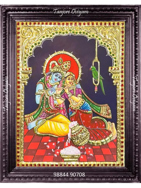 Seated Radha Krishna Tanjore Painting